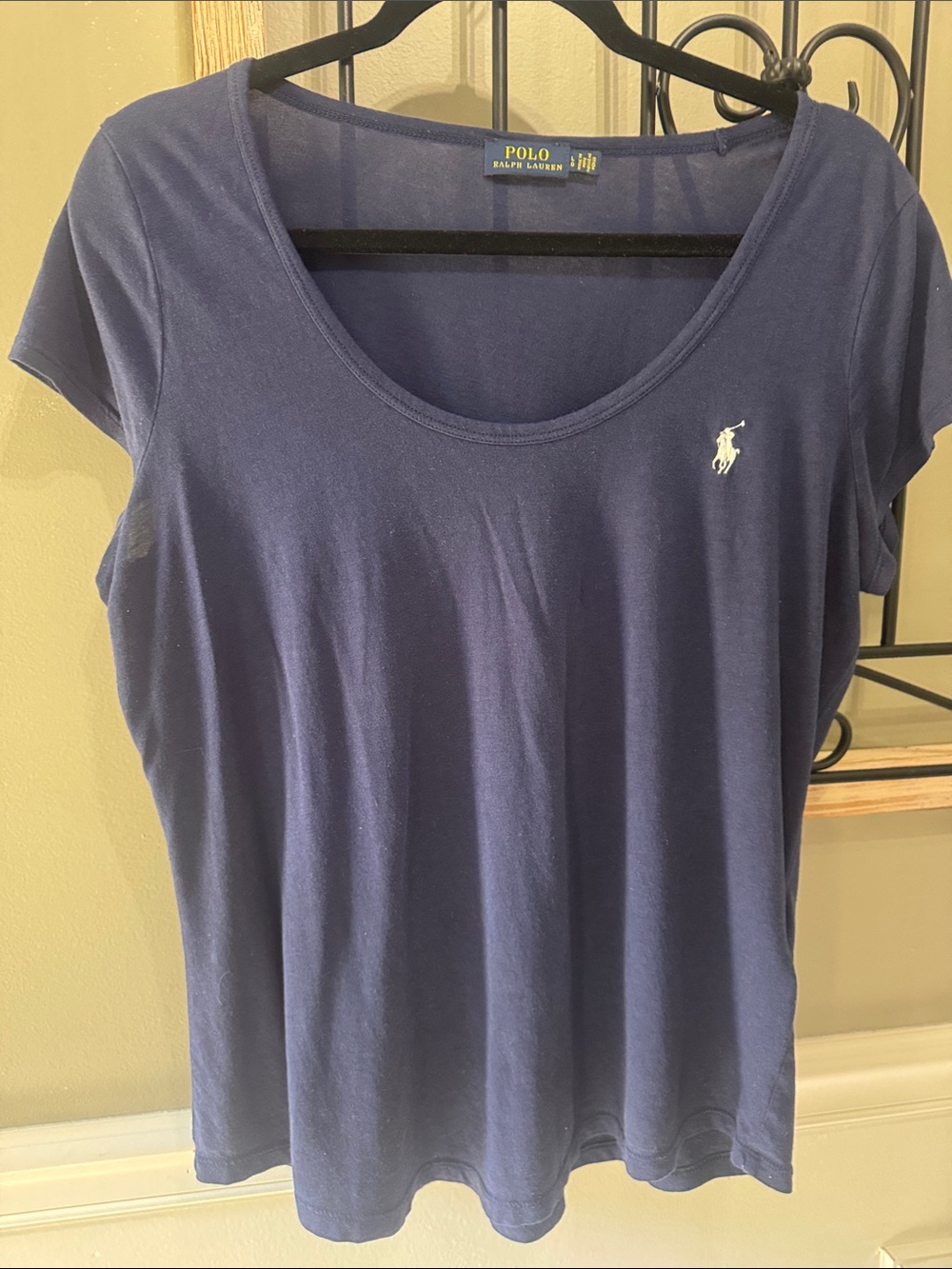 Polo by Ralph Lauren Women's Navy Scoop Neck Tee L